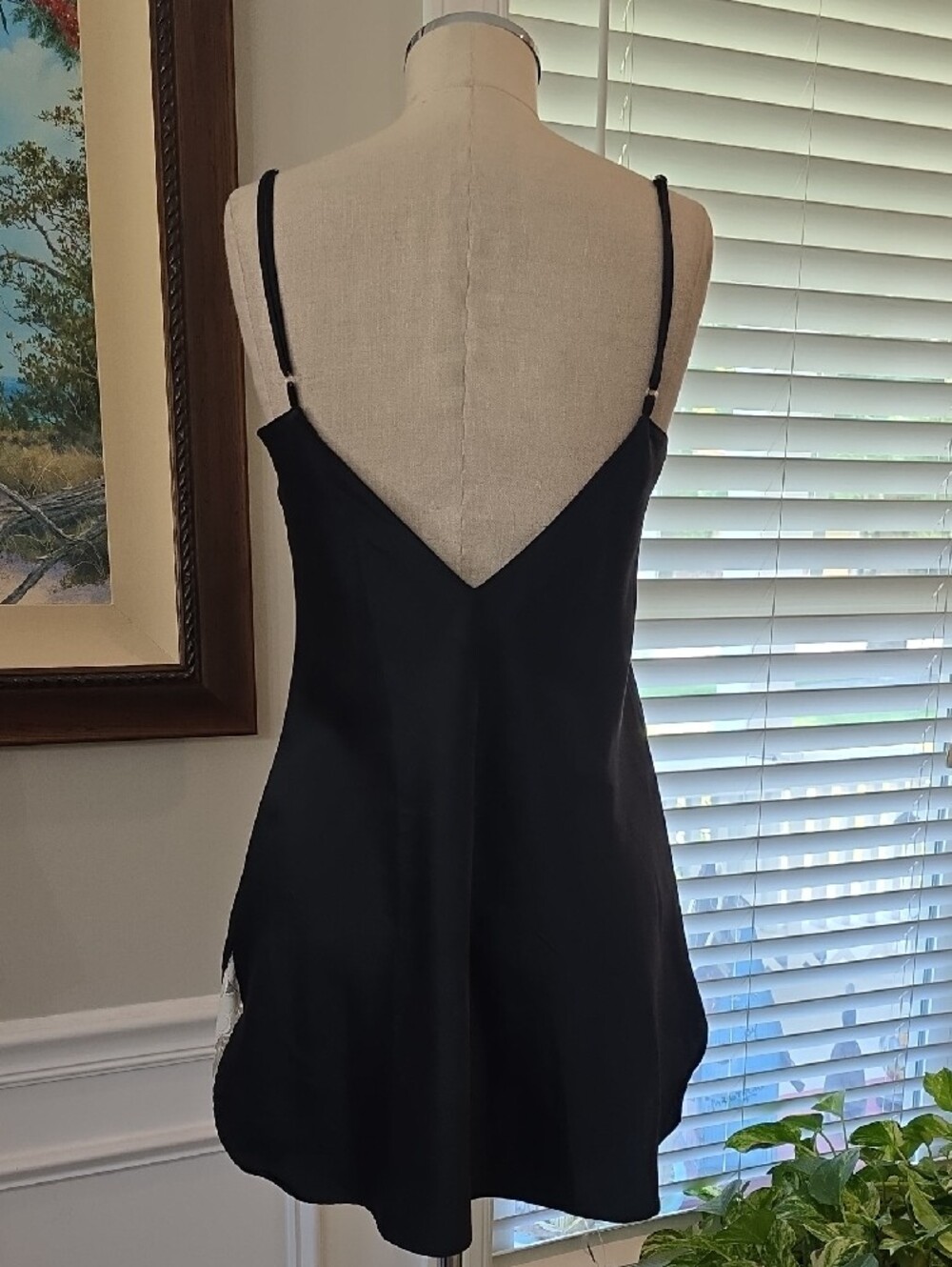Black Chemise with Cream Lace Trim - Picture 7 of 8